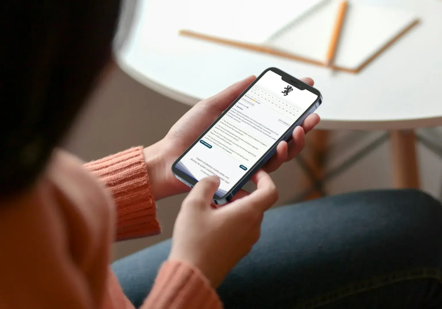 Candidate using Korea Property Exam on mobile